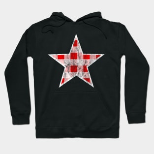 Distressed Red and White Buffalo Plaid Star Hoodie